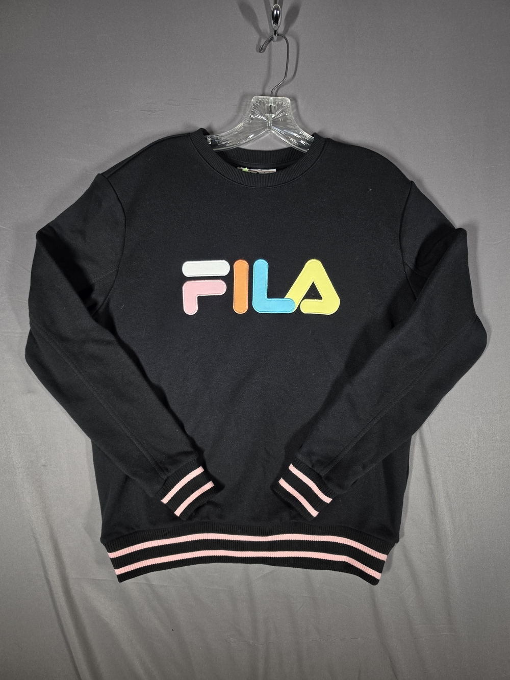 Fila Black Crewneck Sweatshirt with Multicolor Logo